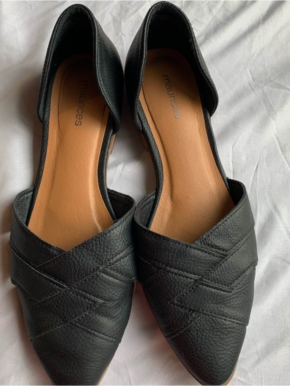 Maurices Black Pointed D'Orsay Leather-Look Flats Size 9